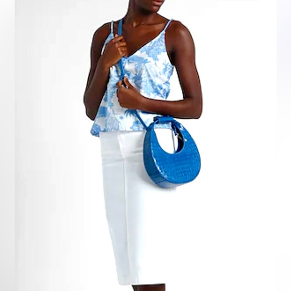 πΊπ2XHPππΊ NWT Staud Mini Moon Crocodile Embossed Bag Island Blue - Picture 10 of 16